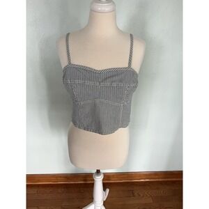 Universal Thread Crop Bustier Smocked Back Tank Top Adjustable Strap Size L‎